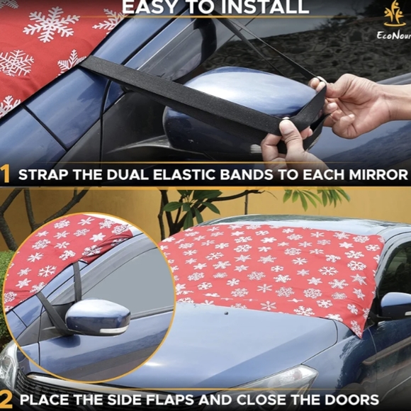 Car Windshield Snow Cover for Car Decor | Tough 600D Polyester Fabric Windshield - Picture 5 of 11